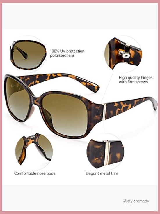 Polarized Retro Sunglasses UV400 Protection Oversized Square Frame
